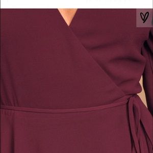 my whole heart burgundy long sleeve wrap dress